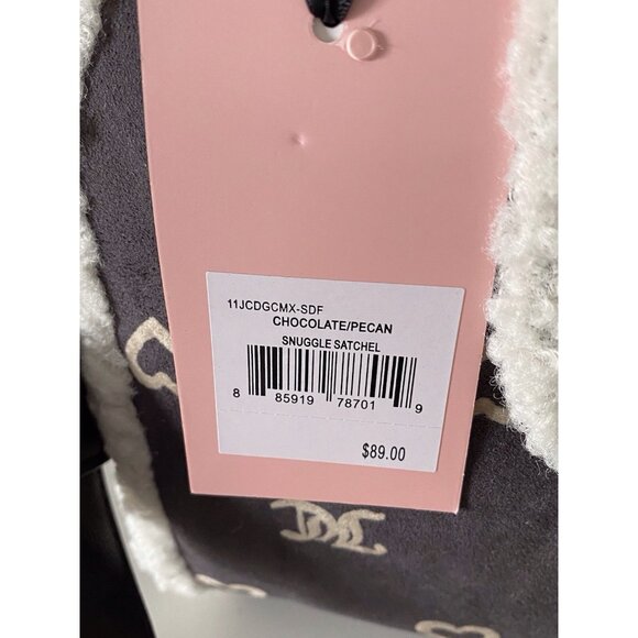 Juicy Couture Chocolate Pecan Sherpa Crossbody Snuggle Satchel Bag W/Charm NEW - Picture 4 of 15